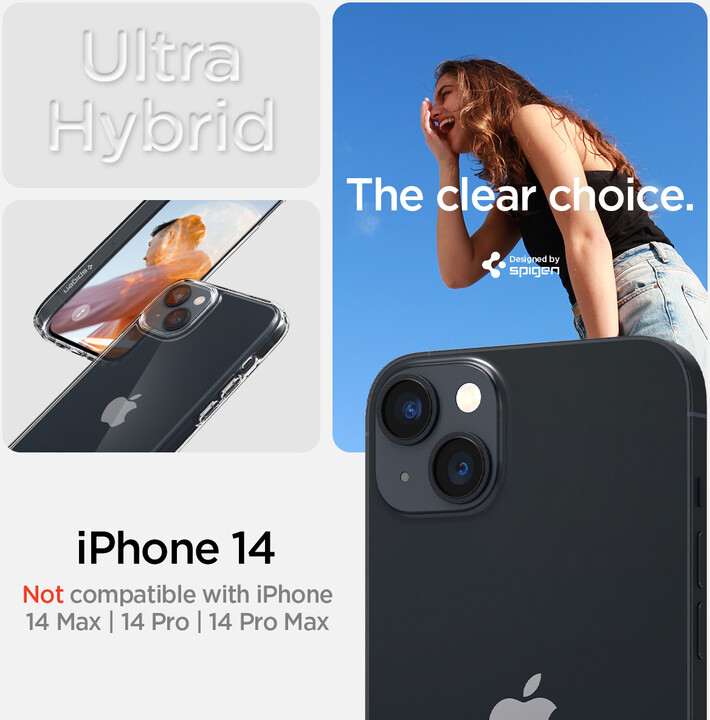 Маска Spigen Ultra Hybrid за Apple iPhone 14, проѕирен
