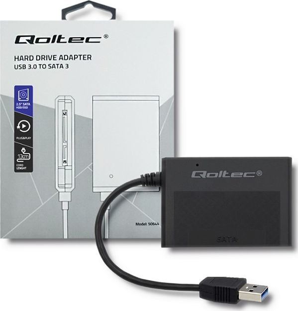 Përshtatës për disk Qoltec USB 3.0 caddy për HDD/SSD 2.5 SATA3, i zi