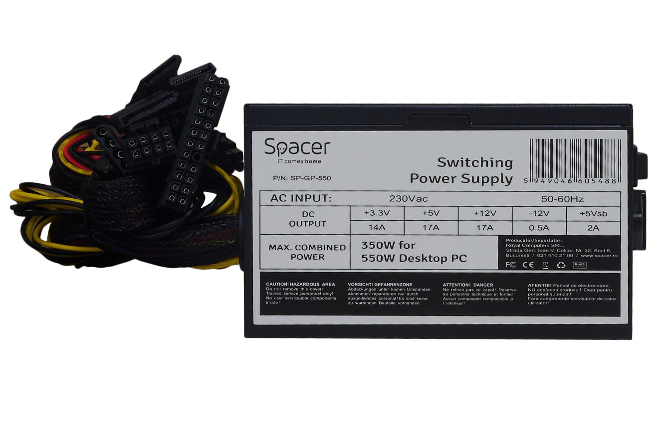 Furnizues energjie PC Spacer SP GP 550, 550W, ATX, i zi