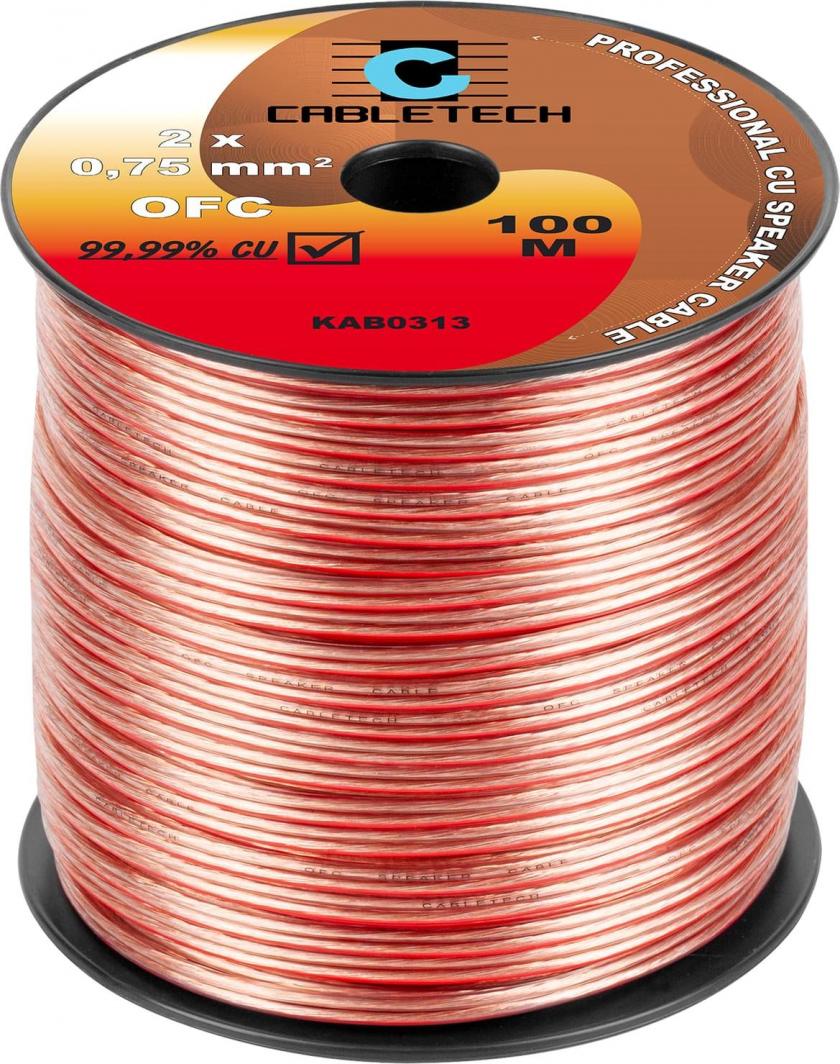 Kabllo altoparlanti Cabletech OFC, 2x0.75mm, transparent