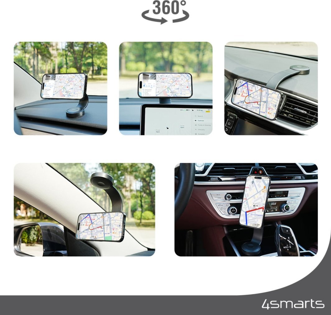 Set karikues veture 4smarts Qi2, wireless MagSafe, gri
