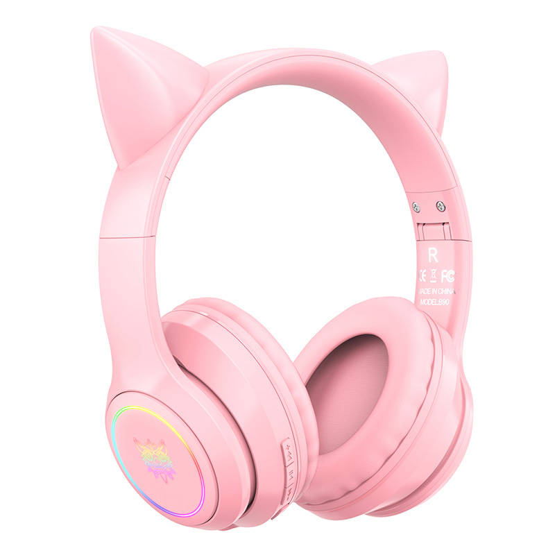 Kufje gaming ONIKUMA, Bluetooth, me veshë mace LED, rozë