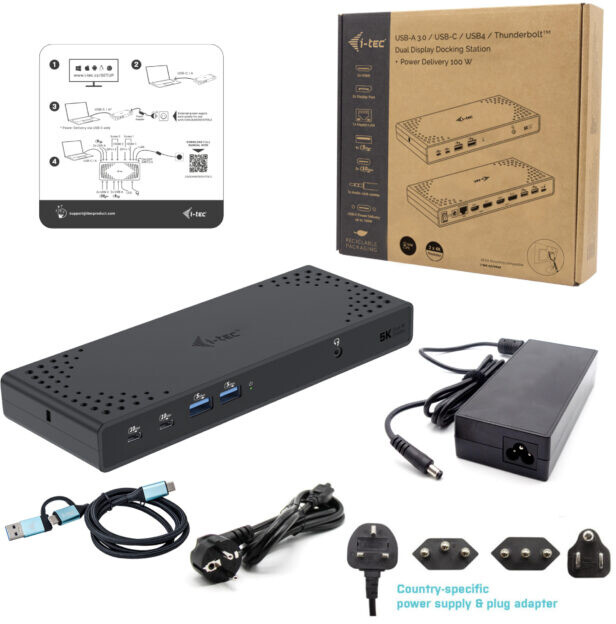 Docking Station i-tec USB 3.0 / USB-C / Thunderbolt 3, 2x Display, PD 100W
