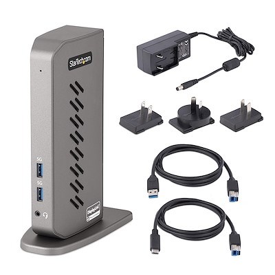 Stacion docking Startech USB-C/USB-A, Dual 4K 60Hz, HDMI/DP, i hirtë