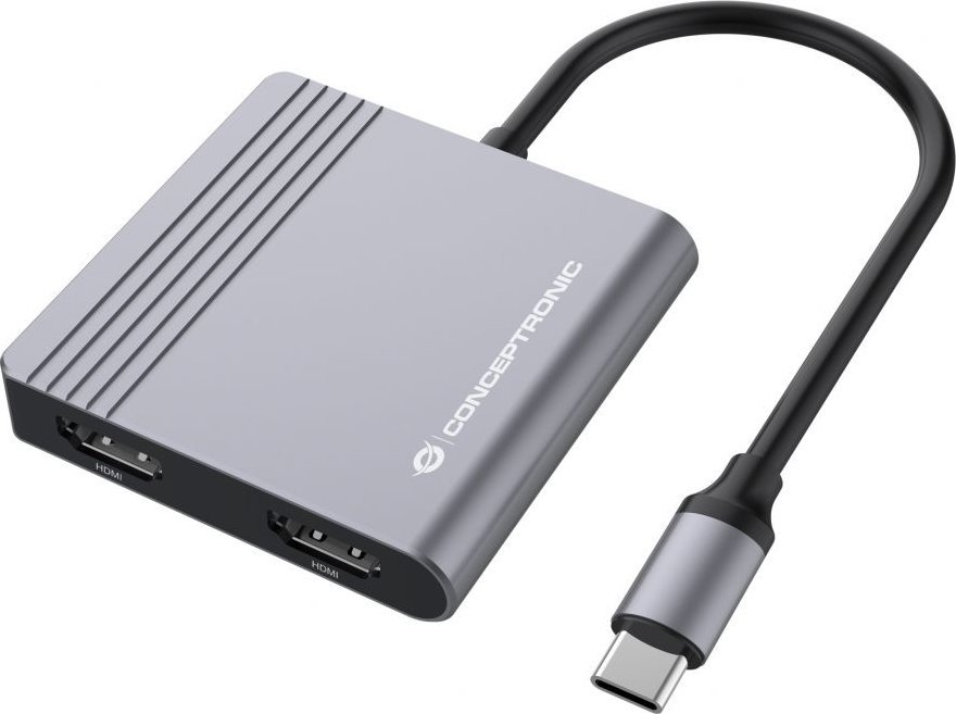 Docking station Conceptronic DONN13G, 2x HDMI, USB 3.2, gri