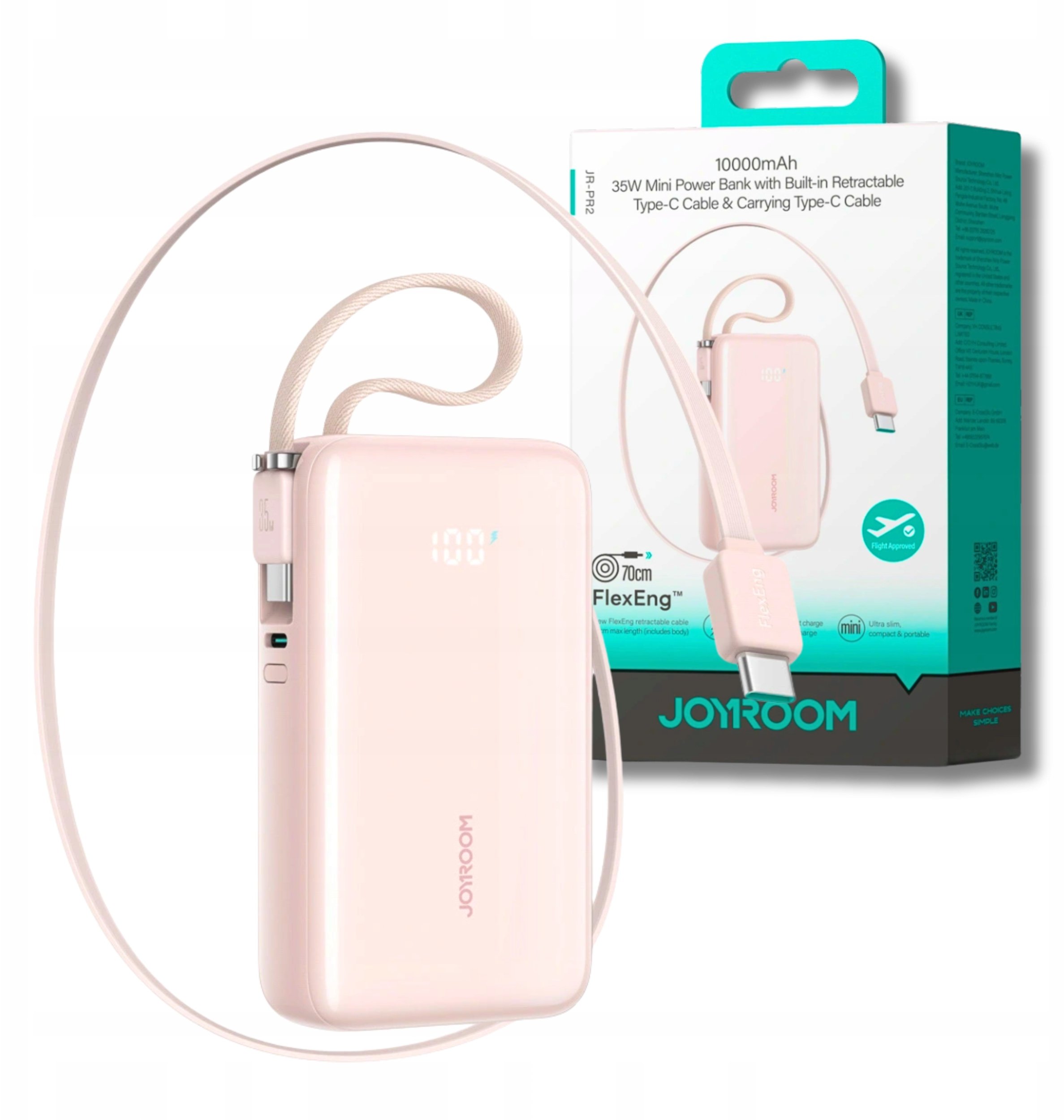 Powerbank Joyroom JR-PR2L, 10000mAh, 35W, rozë