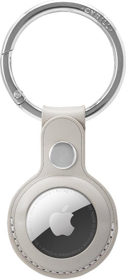 Mbajtëse AirTag Spigen Cyrill Basic Leather, lëkurë vegane, me karabinë, ngjyrë stone