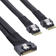 Кабел SAS InLine Slim, SFF-8654 8i во 2x SFF-8654 4i, 1m, црн