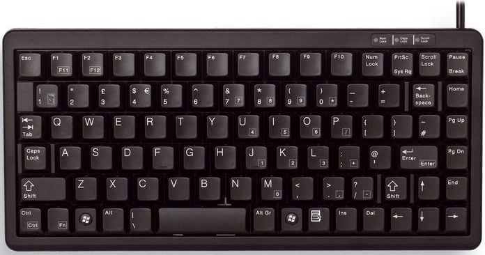 Tastierë CHERRY G84-4100 Compact, me kabllo USB PS2, QWERTY UK, e zezë