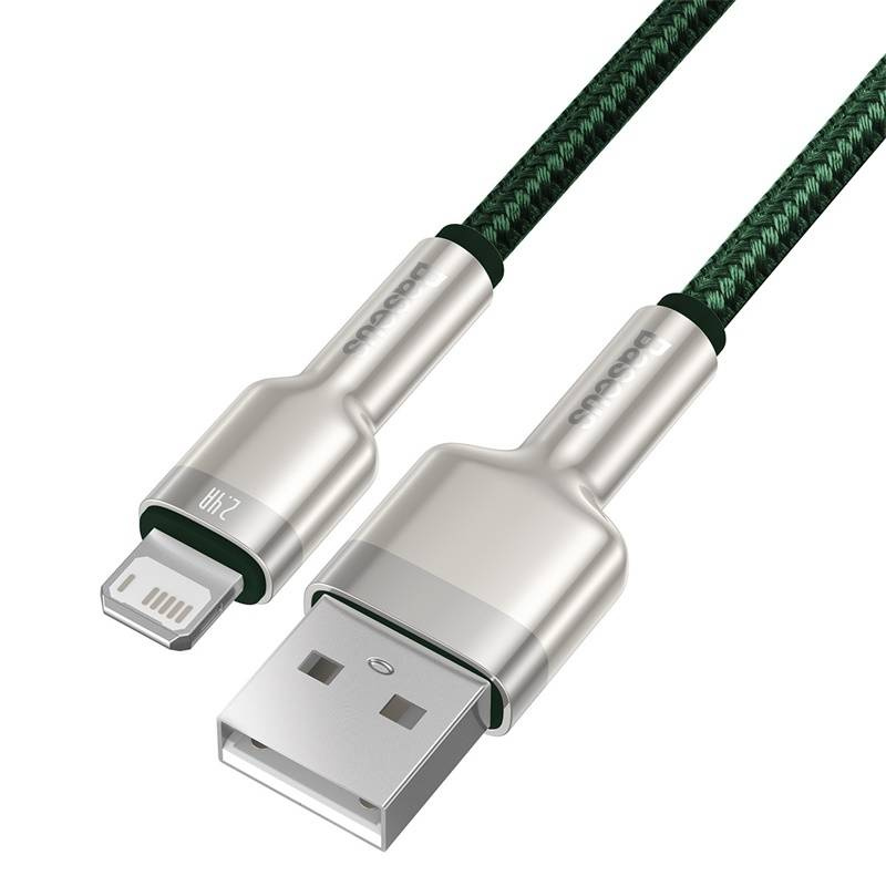Kabllo karikimi Baseus CAFULE USB A në Lightning, 1 m, 2.4A, jeshile