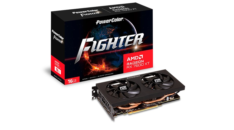 Kartë grafike PowerColor Fighter AMD Radeon RX 7600 XT, 16 GB GDDR6