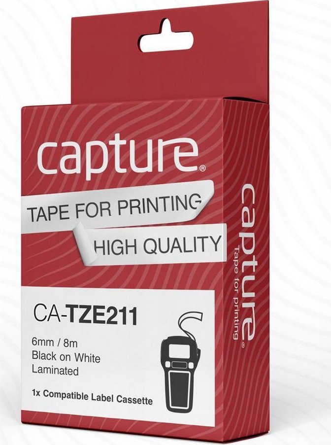 Леплива лента за етикетирање Capture CA-TZE211, 6mm x 8m, бела