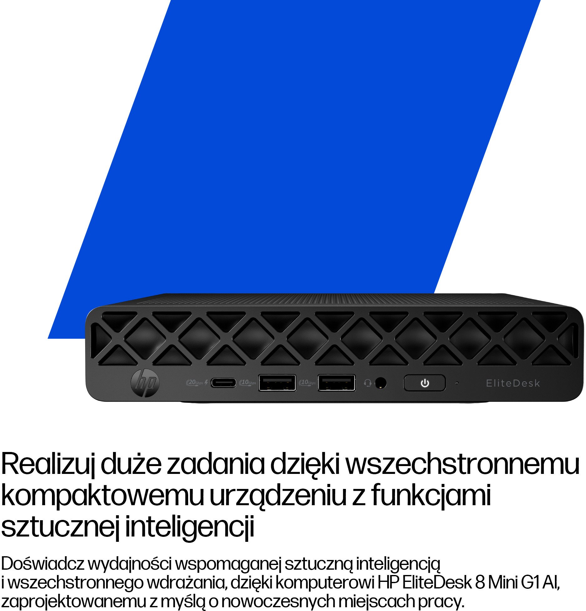 Мини компјутер HP EliteDesk 8 Mini G1i AI, Intel Core Ultra 7 265T, 16GB RAM, 1TB SSD, црн