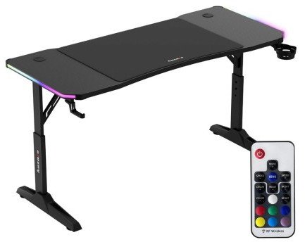 Tavolinë gaming Huzaro Hero 3.6 RGB, 140cm, lartësi e rregullueshme, e zezë