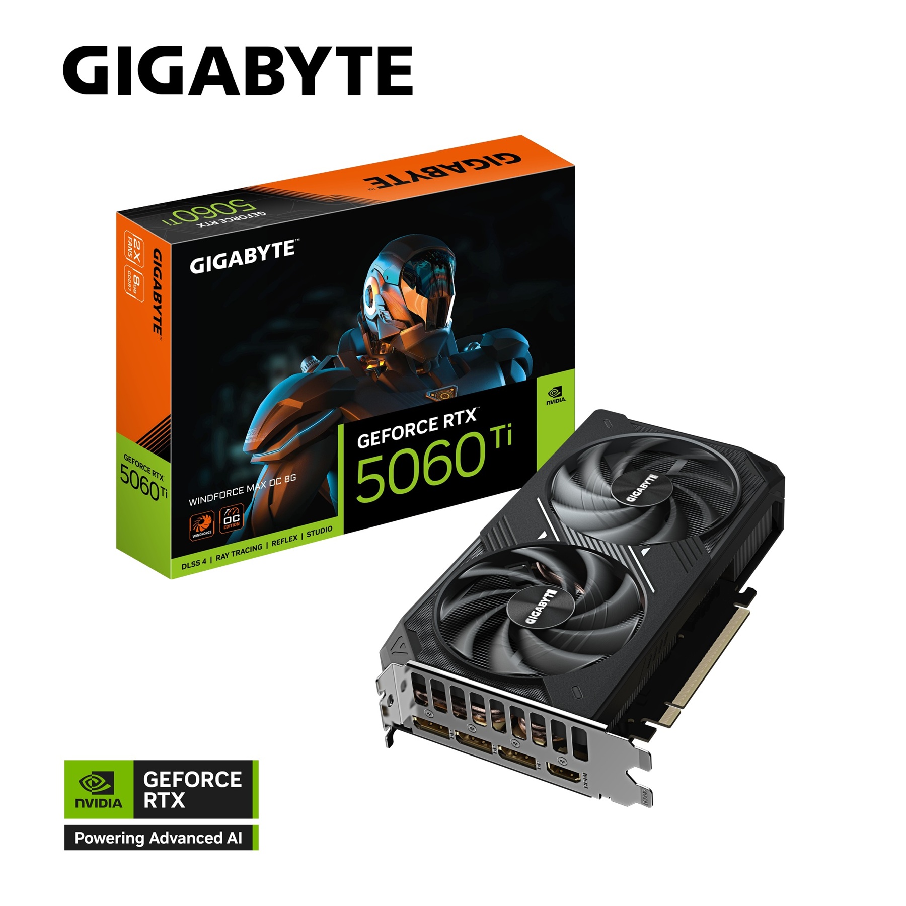 Графичка картичка GIGABYTE GeForce RTX 5060 Ti WINDFORCE MAX OC, 8GB GDDR7, PCI-E 5.0, црна