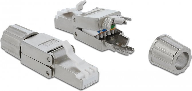 Konektor rrjeti Delock RJ45 Cat6 STP, pa vegla, gri