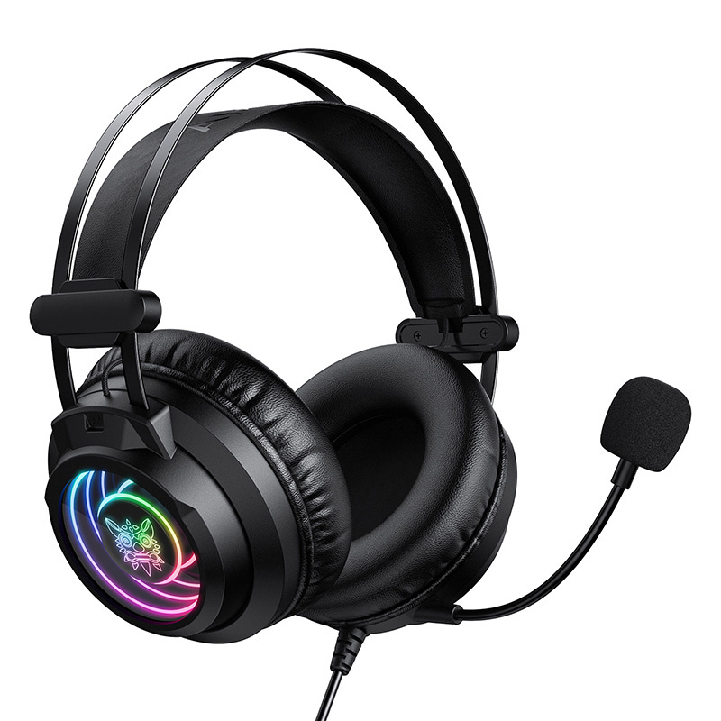 Kufje gaming ONIKUMA X80, mikrofon me reduktim zhurme, ndriçim RGB, të zeza