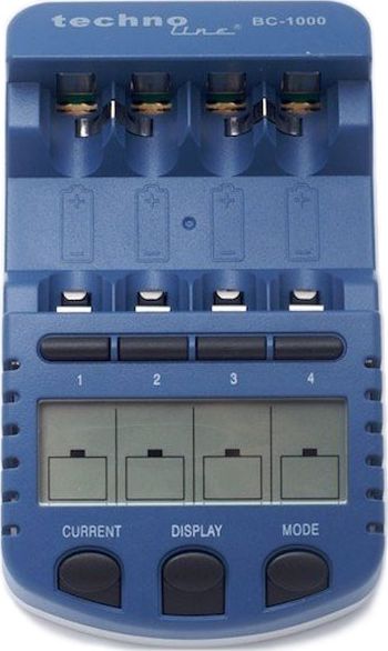 Karikues baterish Technoline BC-1000, 4 slote, LCD, i zi