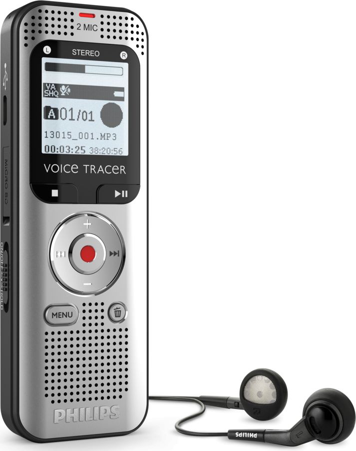 Regjistrues zëri Philips Voice Recorder DVT2010, 8GB, microSD, argjendtë