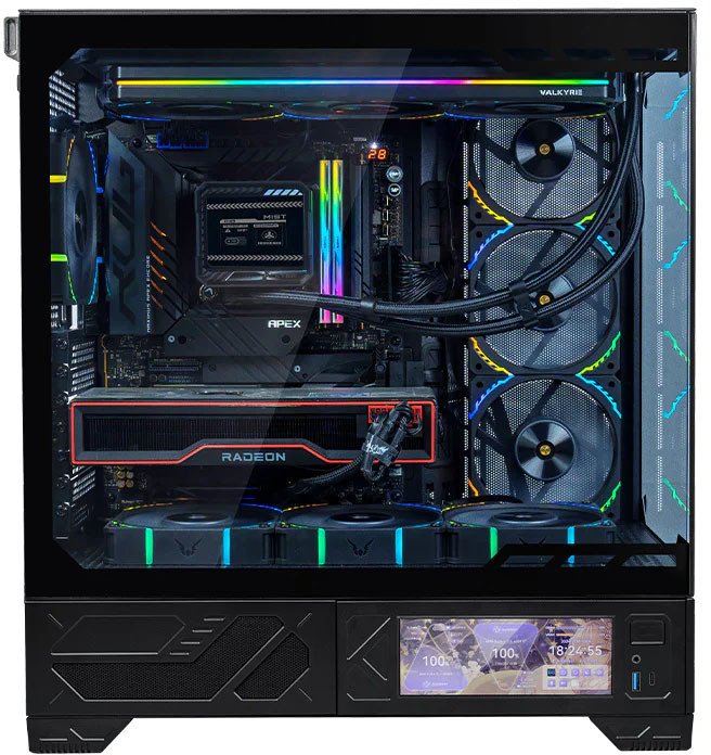 Kutia PC Valkyrie CASE VK03, panel LCD, xham i temperuar, e zezë