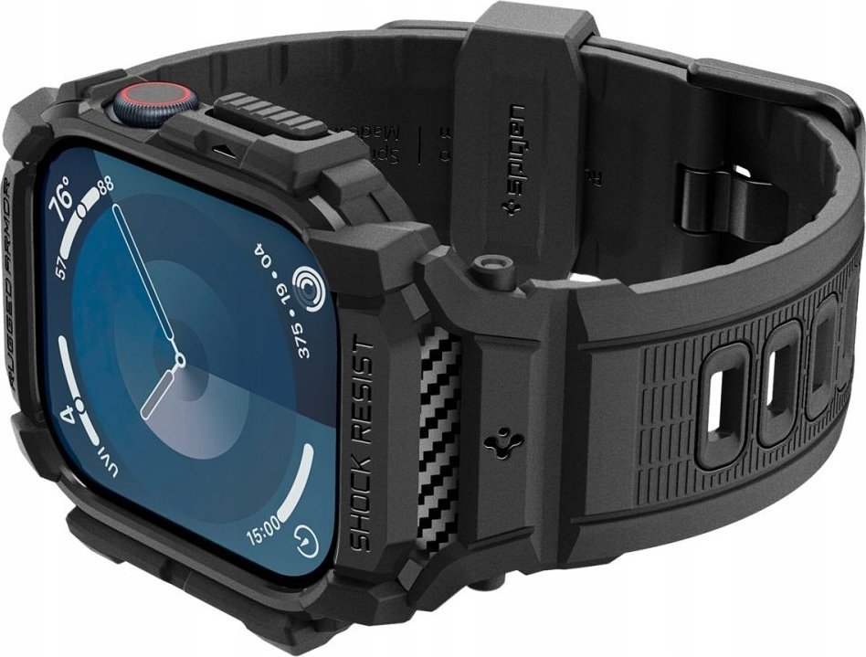 Rrip mbrojtës për orë Spigen Rugged Armor Pro, për Apple Watch 10 46mm, TPU, i zi mat