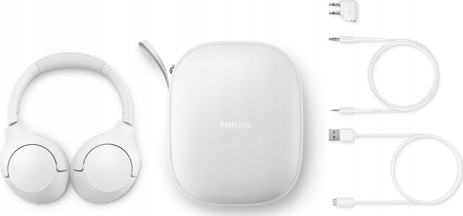 Kufje wireless Philips TAH8506, anulim zhurme, 60 orë bateri, të bardha