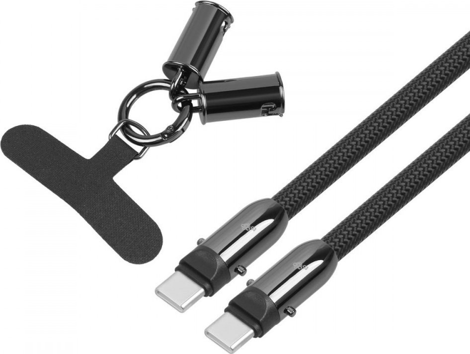Kabllo litar USB C Tb 2in1 Lanyard, 1m, e zezë