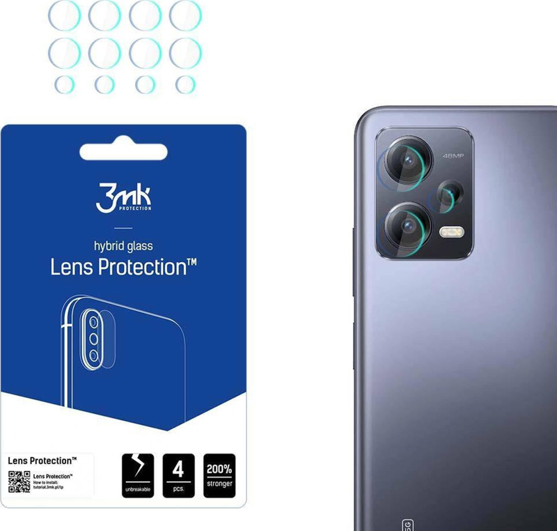 Mbrojtës lente 3MK për Xiaomi Redmi Note 12 Pro, material hibrid, transparence e lartë