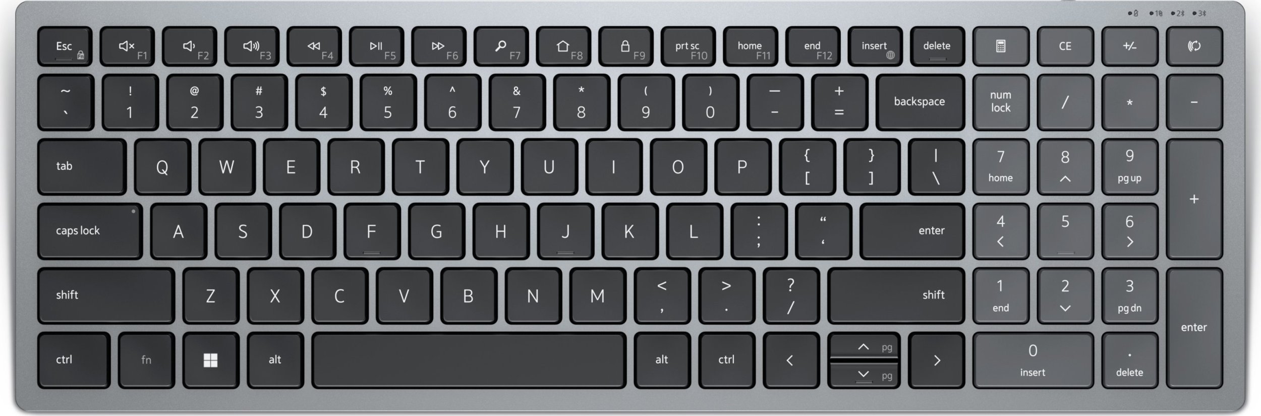 Tastierë wireless Dell KB740, 2.4 GHz dhe Bluetooth 5.0, layout RU, gri titan