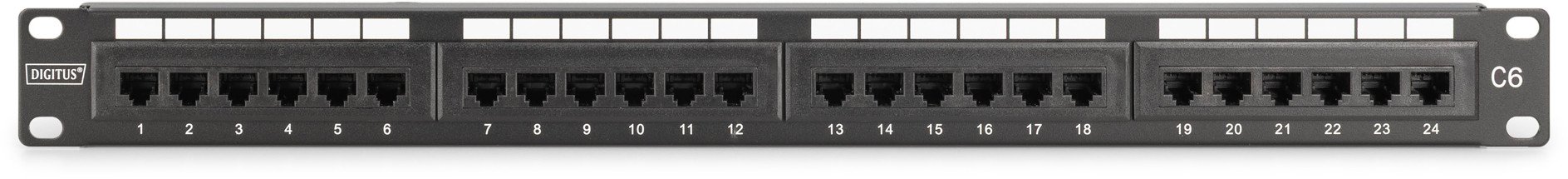 Пач панел Digitus CAT 6 Class E, 24 порти, 19\", неекраниран
