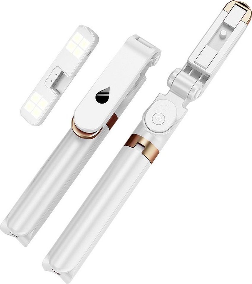 Set selfie me tripod dhe unazë LED, telekomandë Bluetooth, i bardhë