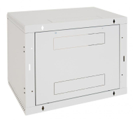 Kabinet muri Triton 19", 6U, thellësi 495mm, derë xhami, gri