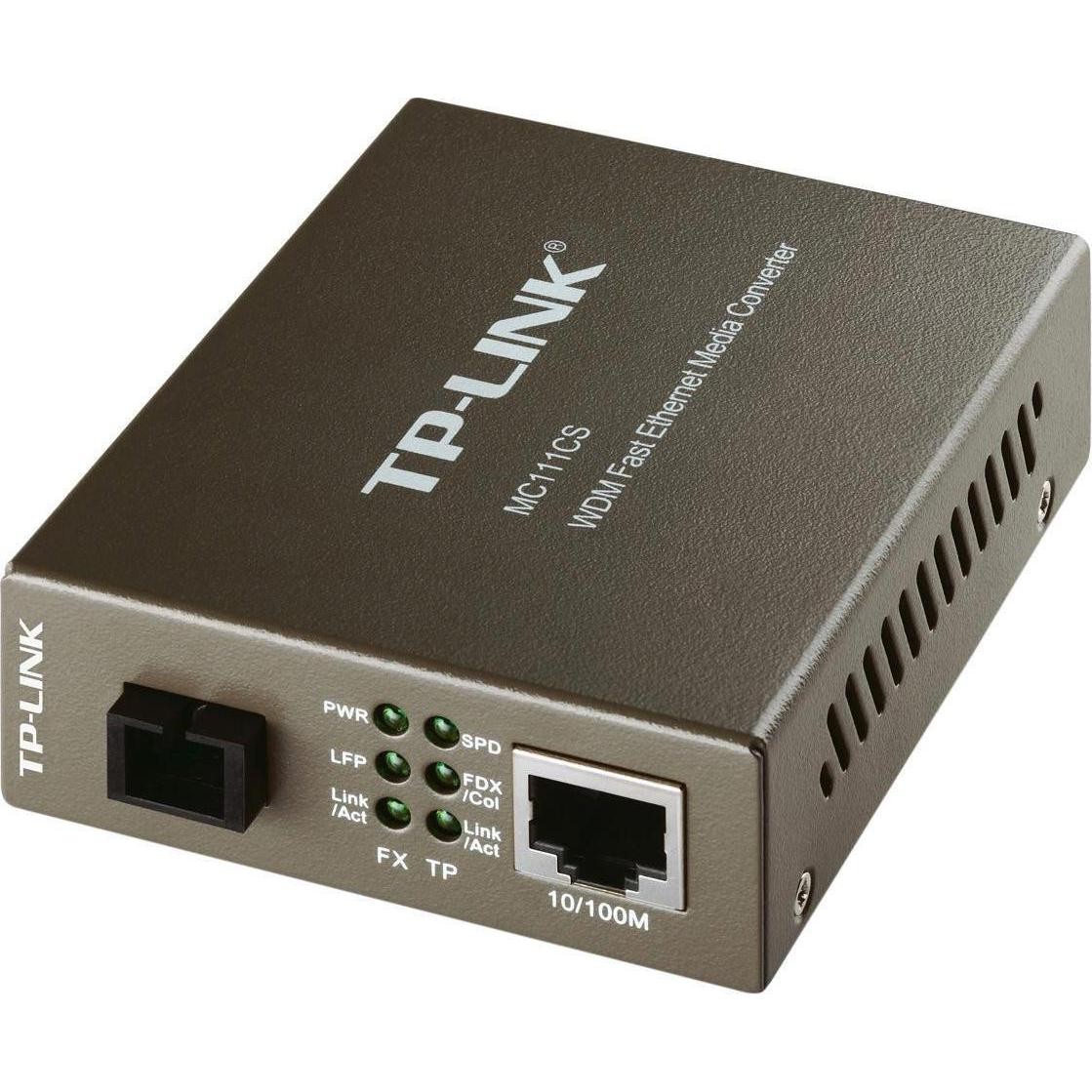 Медиум конвертор TP-Link MC111CS, 10/100Mbps, единечен режим на оптичко влакно, бел