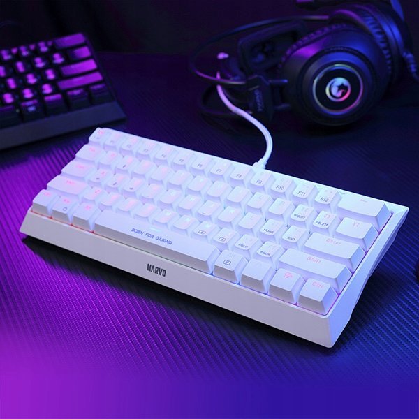 Tastierë gaming Marvo KG962G WH EN R, mekanike, 60%, RGB, e bardhë