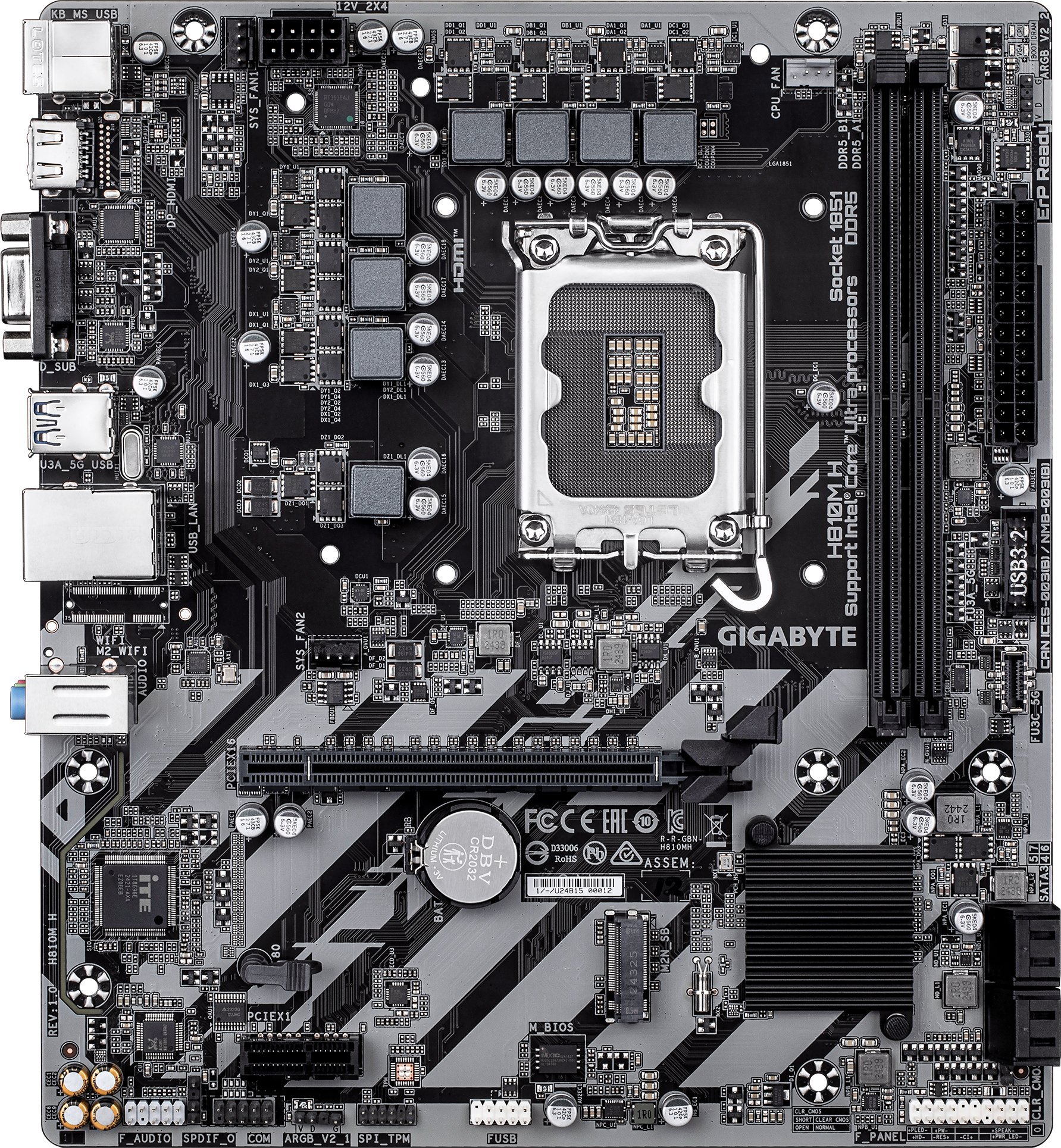 Pllakë amë GIGABYTE H810M H, DDR5 6400MHz, PCIe 4.0 M.2, e zezë