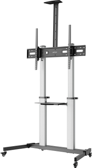 Karrocë TV Manhattan Trolley Mount Stand, për ekrane deri 100", alumini, e zezë