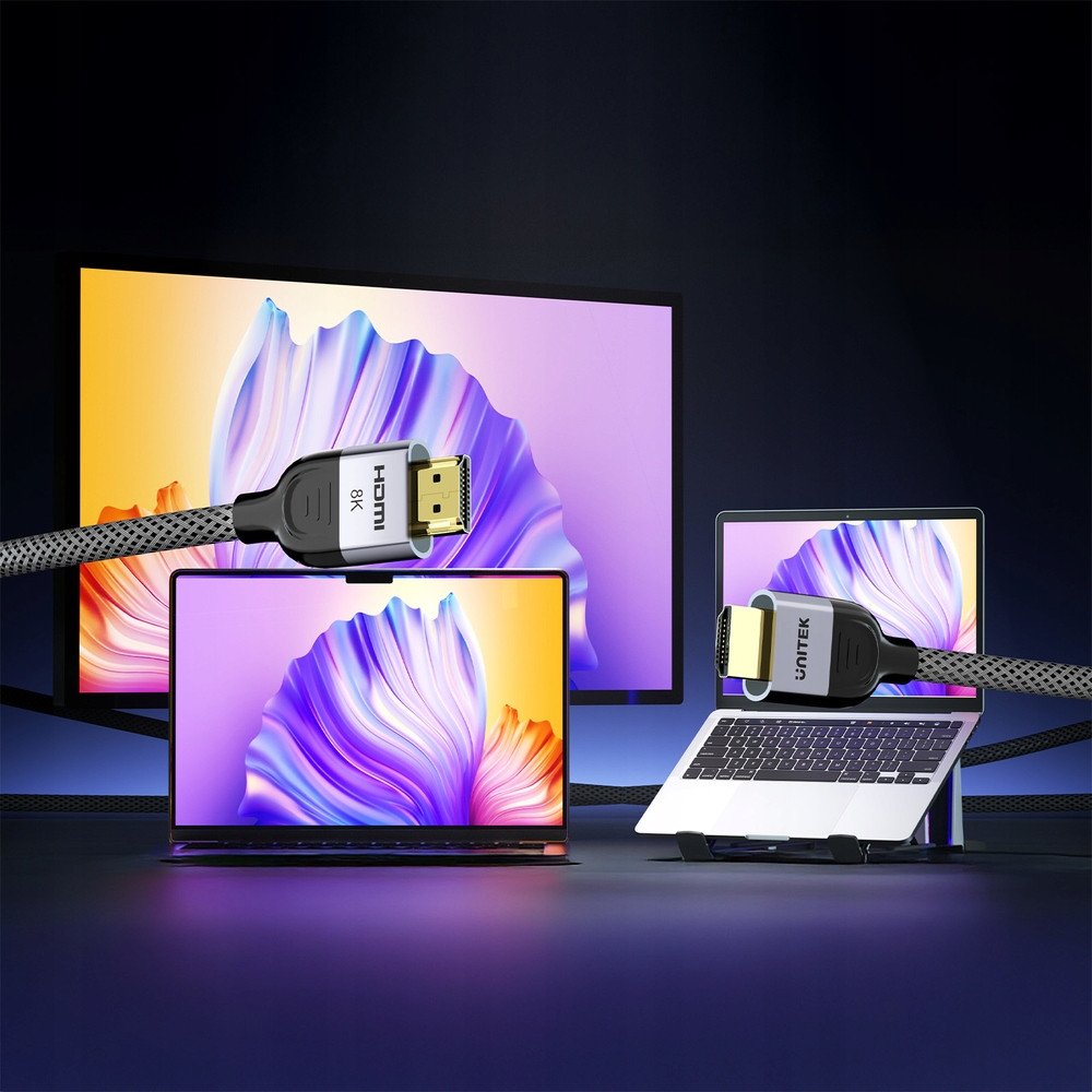 Kabllo HDMI Unitek 2.1 LUX Braid, 1m, 8K, i zi