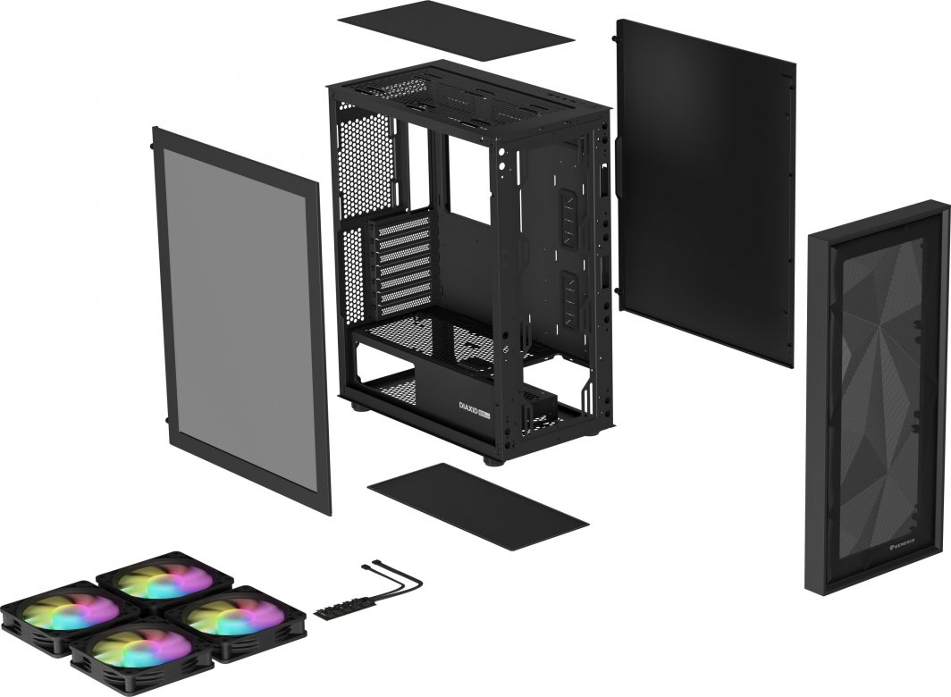 Kasë Genesis Diaxid 605 ARGB, e zezë, Midi Tower