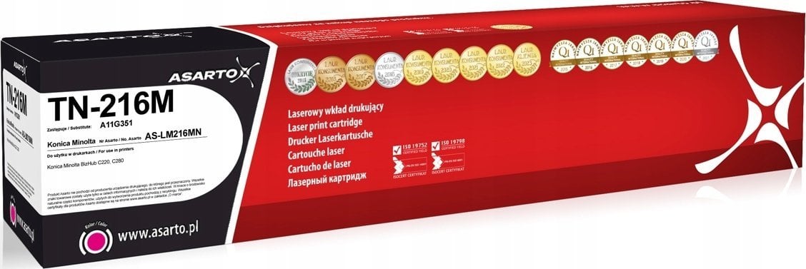 Toner Asarto TN-216M, magenta, 26 000 faqe, për Konica Minolta Bizhub C220 C280