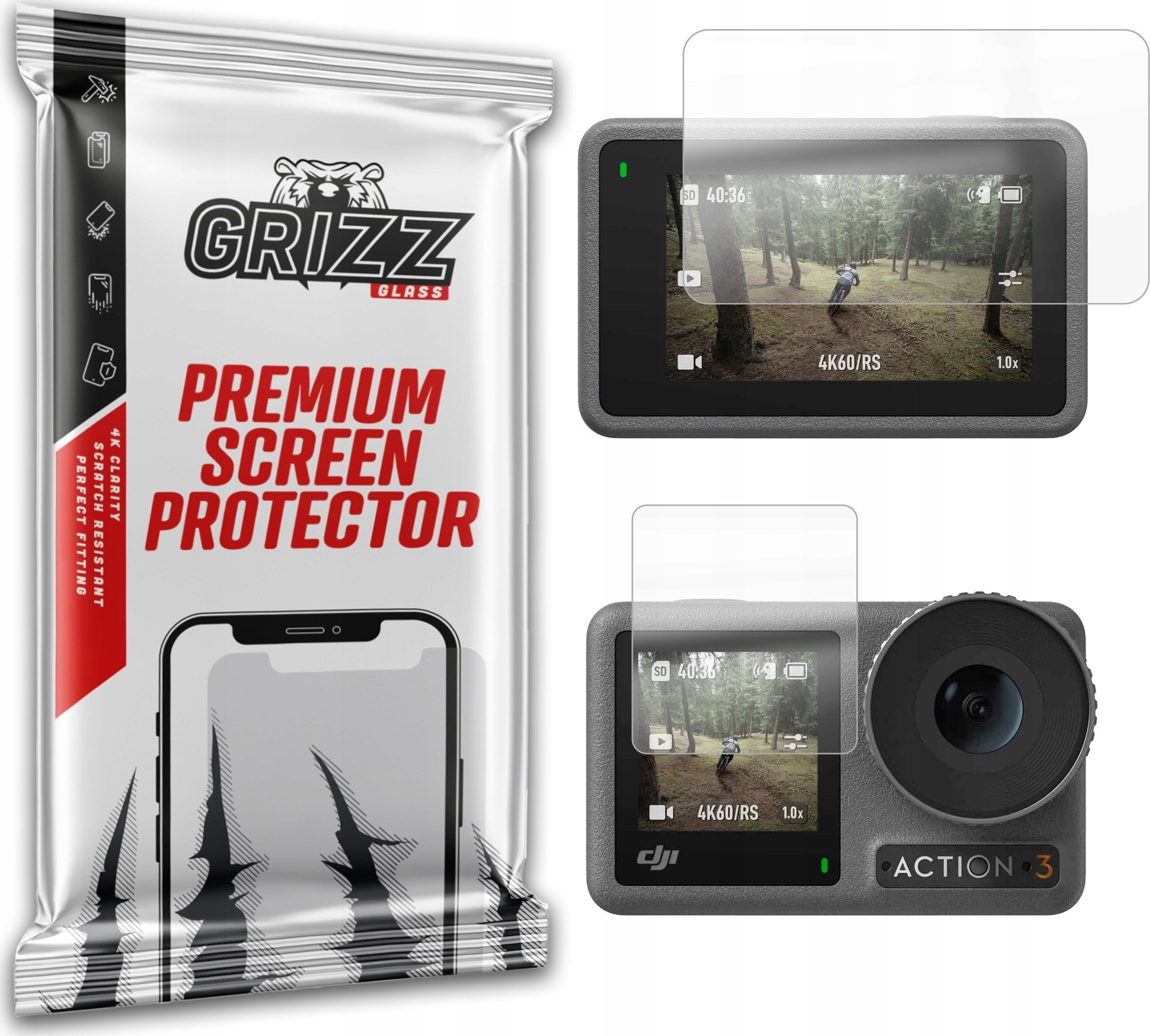 Folje mbrojtëse anti-fingerprint për kamerë aksion DJI Osmo Action 3, mat, transparente