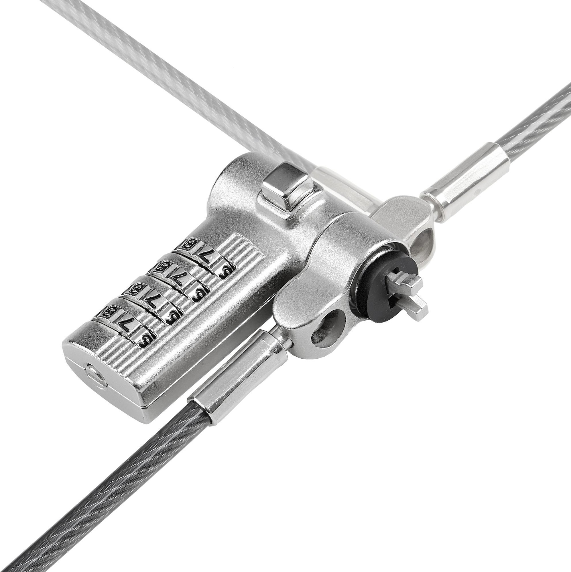 Kabllo sigurie për laptop StarTech.com Universal, 2m, bravë me kombinim, argjendtë