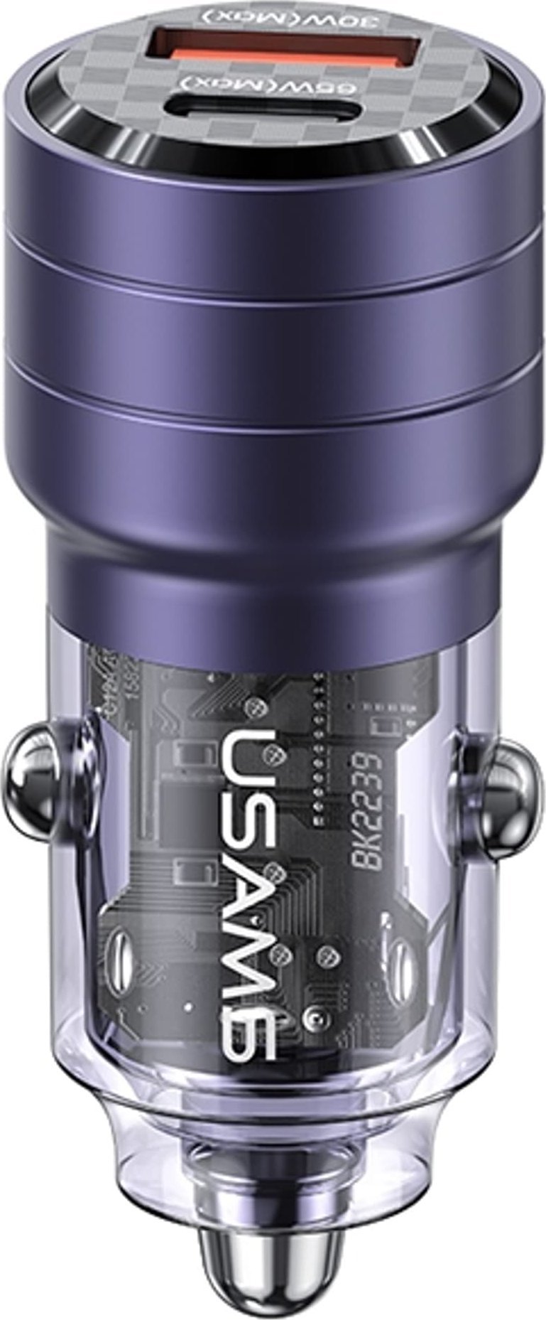 Автомобилски полнач Usams C36 US CC176, 95W, USB A и USB C, виолетов