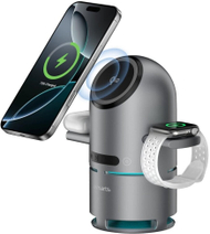 Karikues wireless 4smarts ChargeBot Sound 3 në 1, 15W, me altoparlant, gri Space Gray
