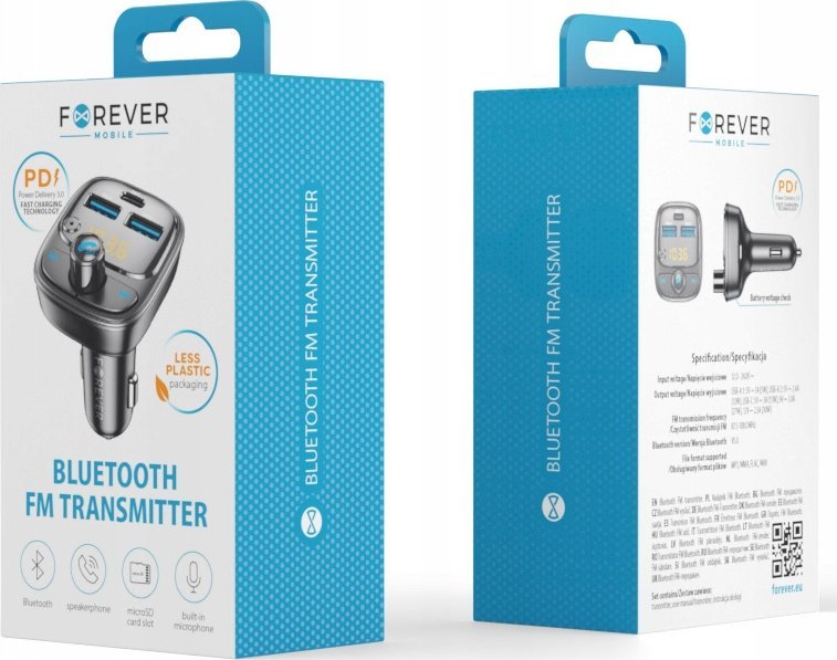 Transmiter FM Forever TR-370, Bluetooth, 30W PD, i zi