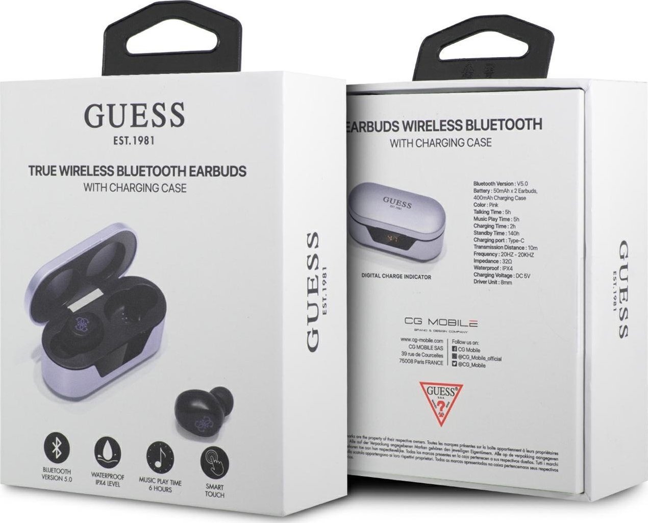 Kufje Bluetooth Guess GUTWST31EU TWS, stacion karikimi, vjollcë