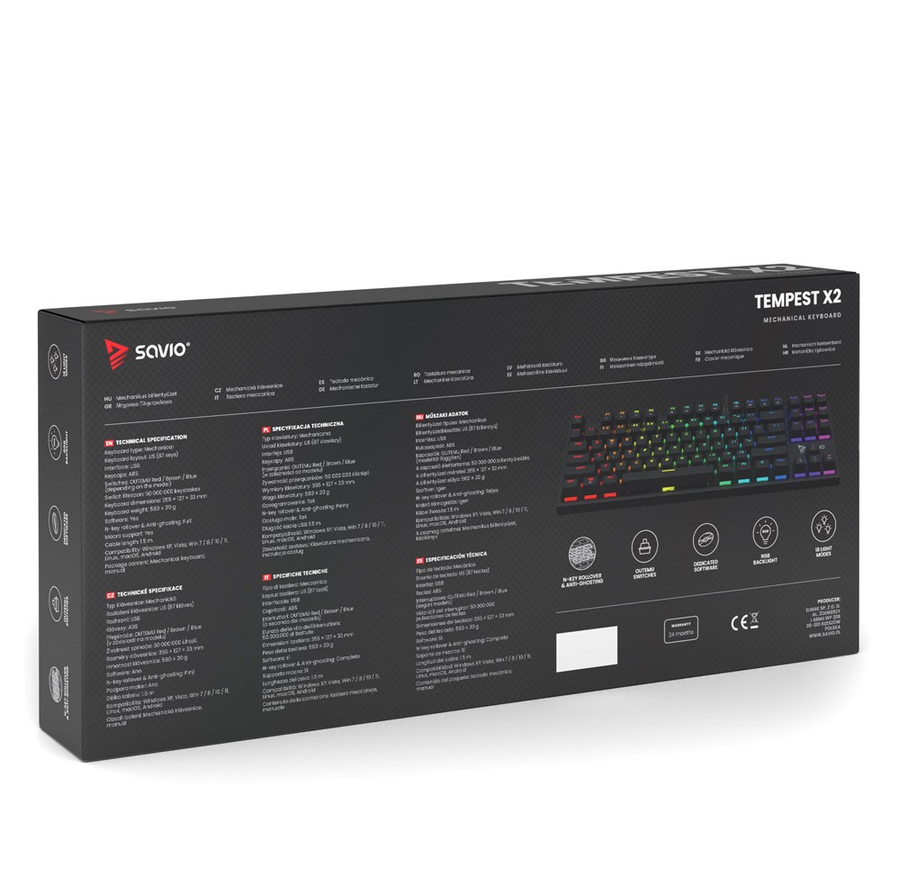 Tastierë mekanike Tempest X2, Outemu Brown, RGB, e zezë