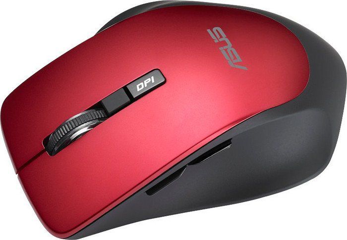 Maus Asus WT425, wireless, USB, i zi dhe i kuq