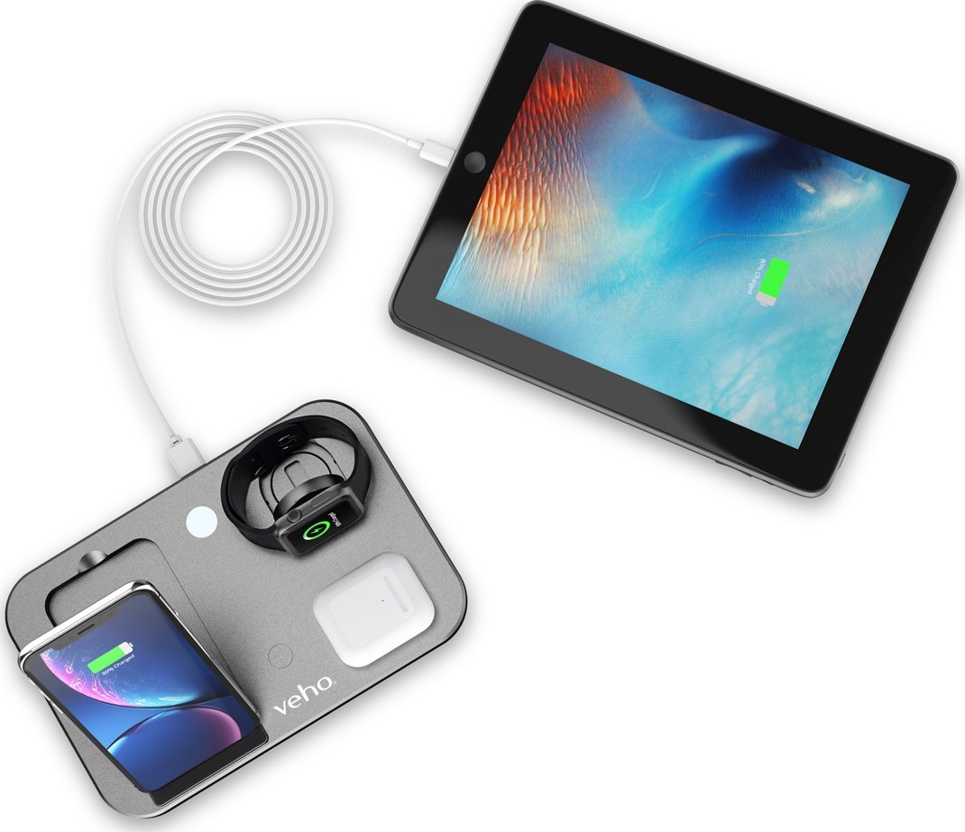 Karikues wireless Veho DS-7 Qi, 10W, USB Type-C, argjendtë