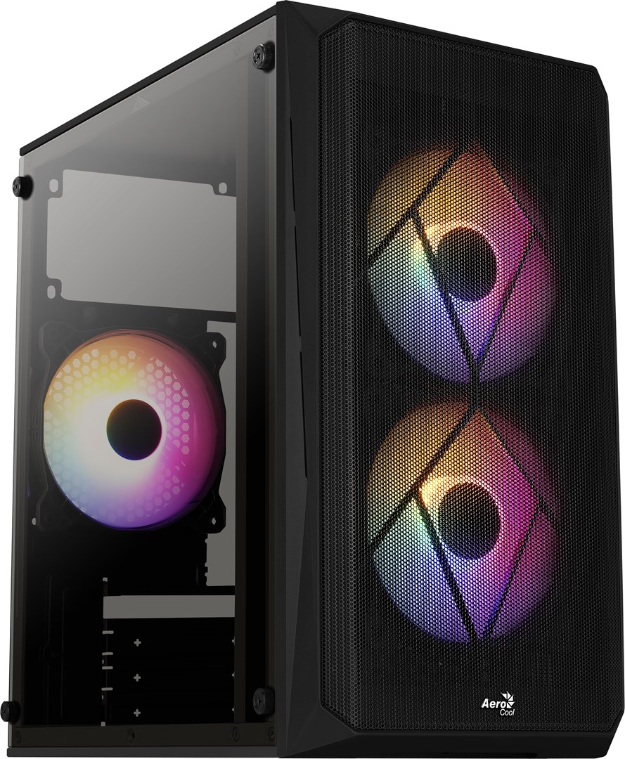 Kuti kompjuteri Aerocool CS-107 FRGB, mini tower, panel akrilik, e zezë