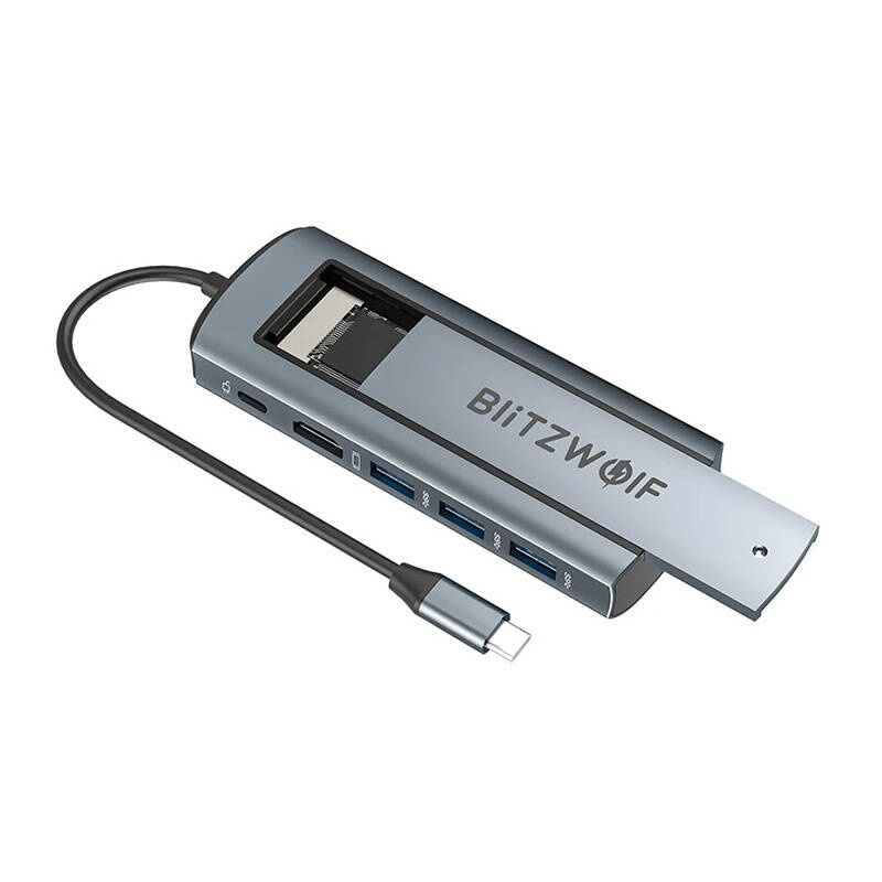 Adapter HUB USB C BlitzWolf BW Neo TH13, 6 në 1, 4K, 100W, argjendtë